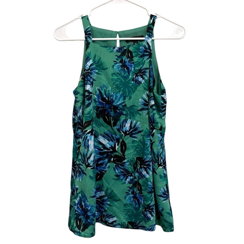 2/$30 Banana Republic - Green and Blue Floral/Tropical Sleeveless Blouse Top XS